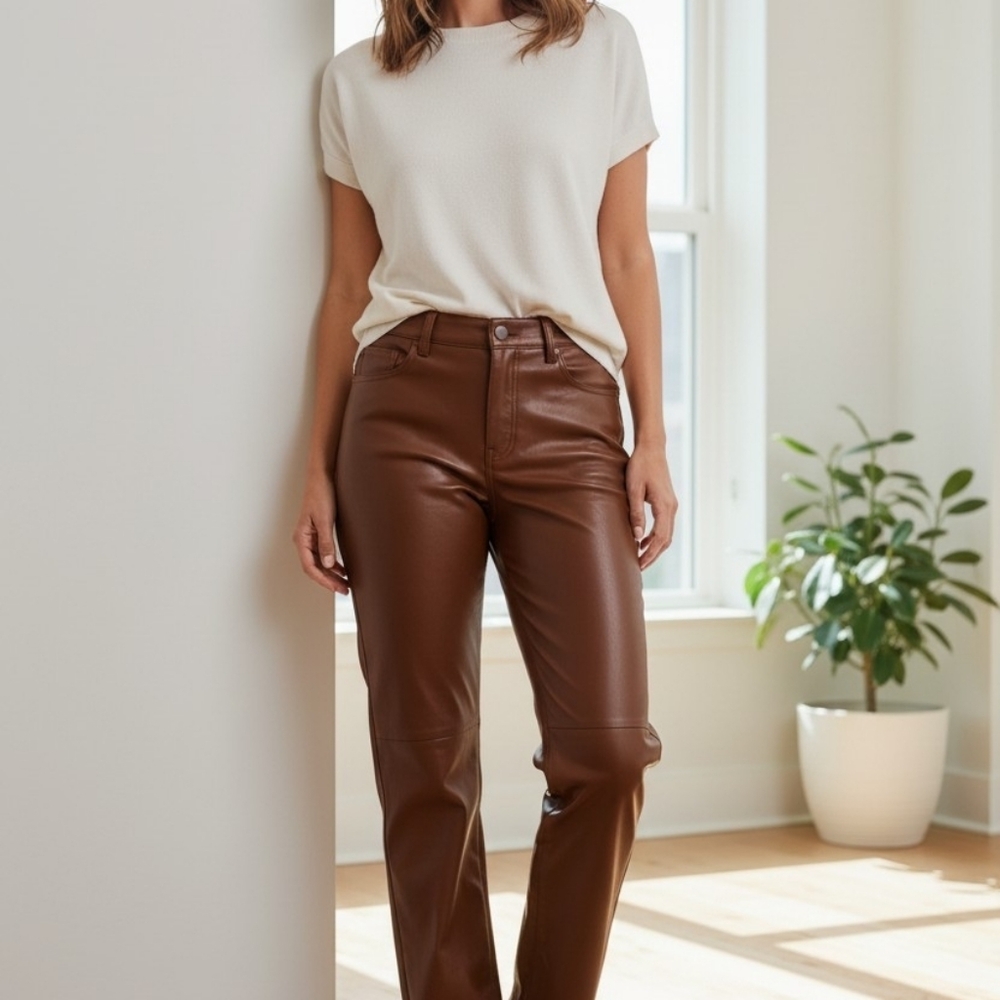 Esqualo Brown ECO Leather Pants